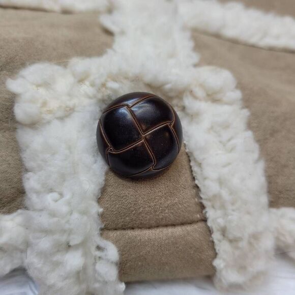 Friends Forever Faux Tan Suede & Cream Sheerling Dog Jacket- Size M - Picture 3 of 8